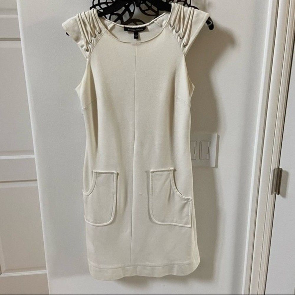 Cynthia Steffe Cap Sleeve Shift Dress in Cream 2 - Picture 2 of 9